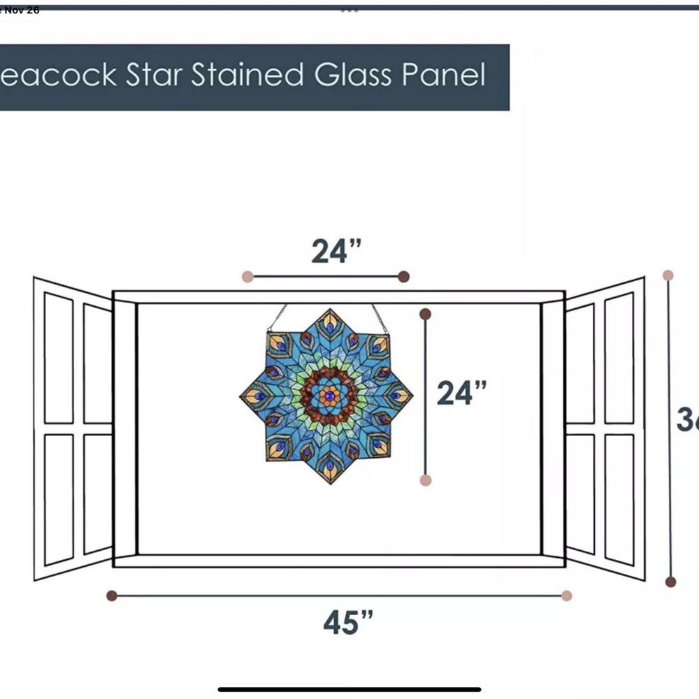 Beautiful 24 inch stained glass diamond shape - Picture 3 of 6